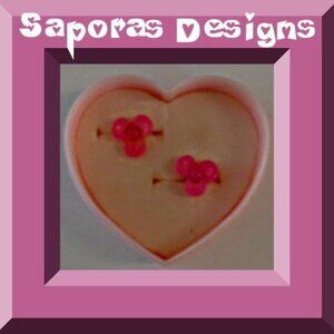 Pink Flower Design Stud Earrings For Girls/Kids/Teen Gift